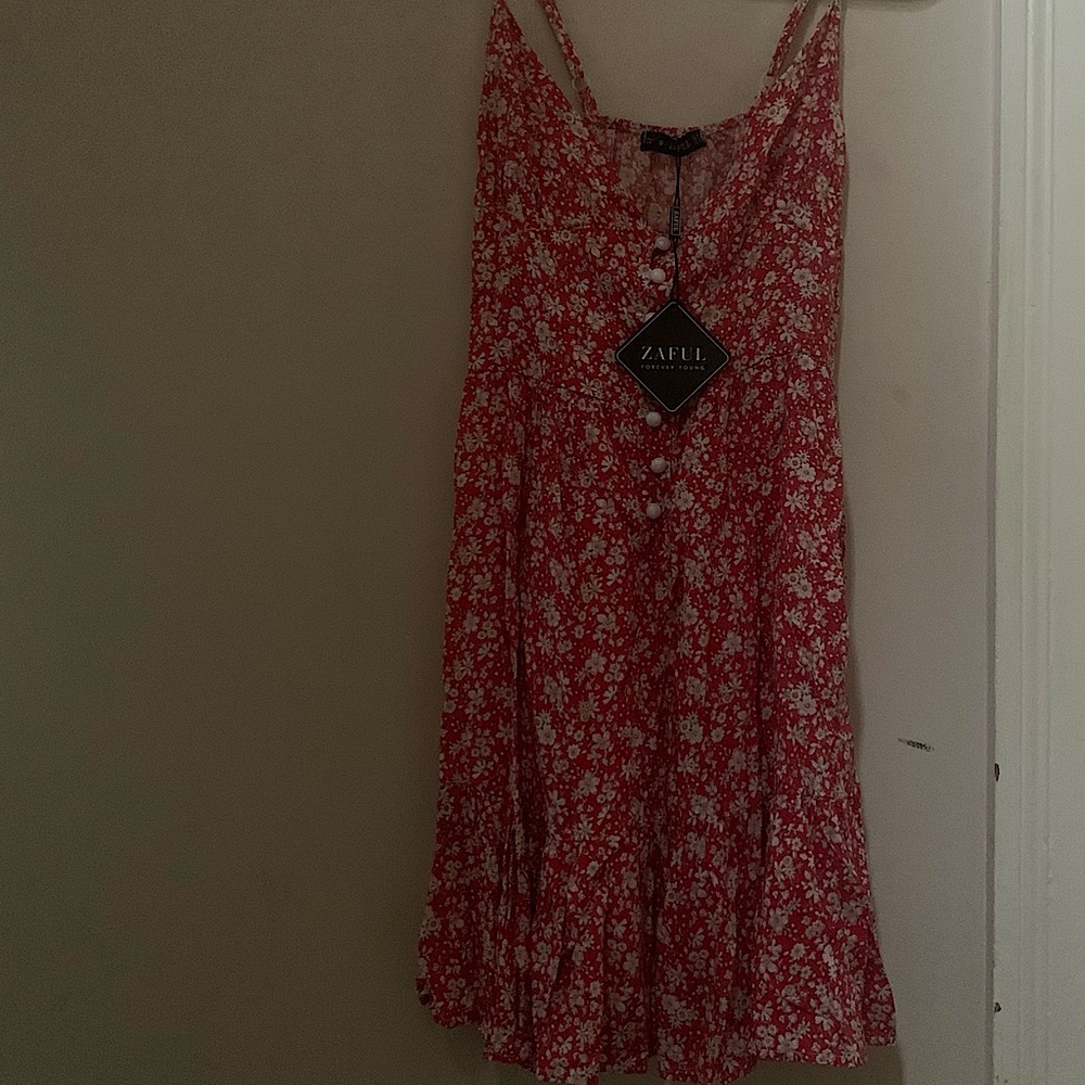 ZAFUL floral summer mini dress in red.